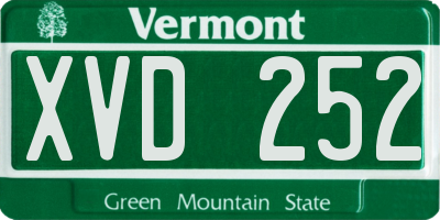 VT license plate XVD252