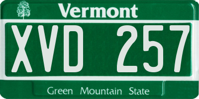 VT license plate XVD257