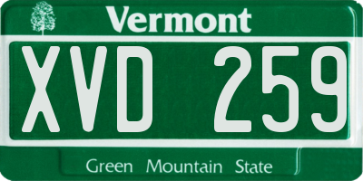 VT license plate XVD259