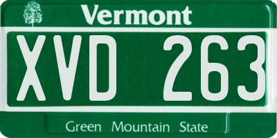 VT license plate XVD263