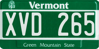 VT license plate XVD265