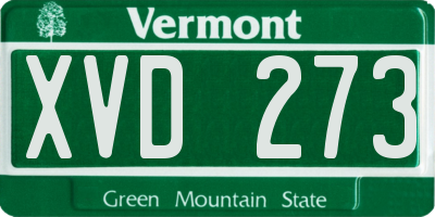 VT license plate XVD273