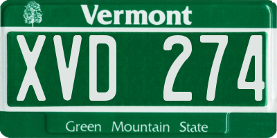 VT license plate XVD274