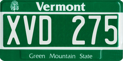 VT license plate XVD275