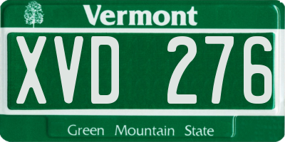 VT license plate XVD276