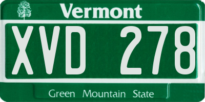 VT license plate XVD278