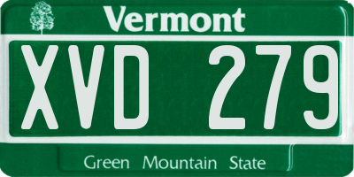 VT license plate XVD279