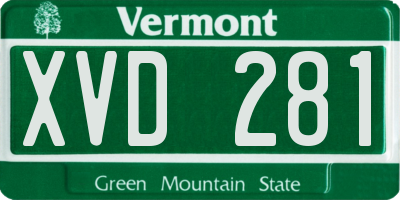 VT license plate XVD281