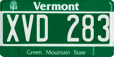 VT license plate XVD283