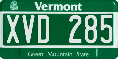 VT license plate XVD285