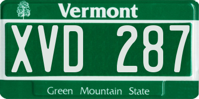 VT license plate XVD287