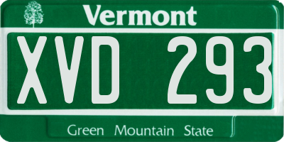 VT license plate XVD293