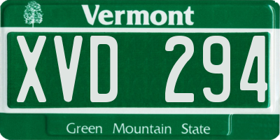 VT license plate XVD294