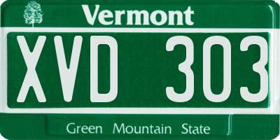 VT license plate XVD303