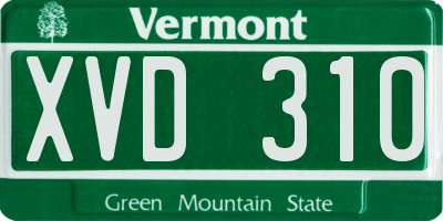 VT license plate XVD310