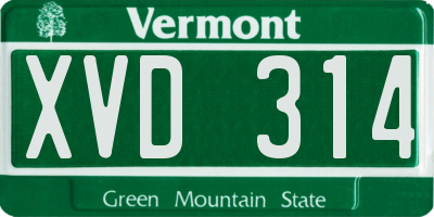 VT license plate XVD314