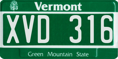 VT license plate XVD316
