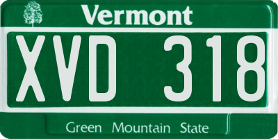 VT license plate XVD318