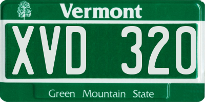 VT license plate XVD320