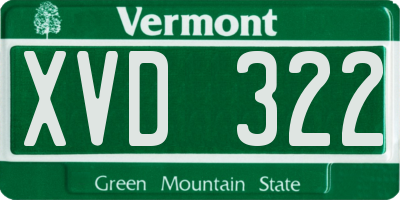VT license plate XVD322