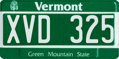 VT license plate XVD325