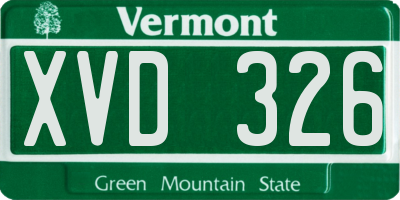 VT license plate XVD326