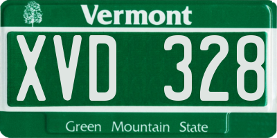 VT license plate XVD328