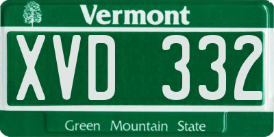 VT license plate XVD332