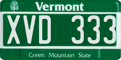 VT license plate XVD333