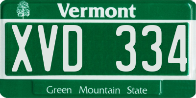 VT license plate XVD334