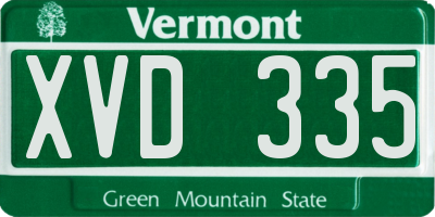 VT license plate XVD335