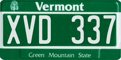 VT license plate XVD337