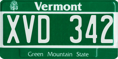 VT license plate XVD342