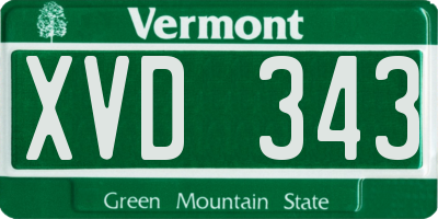 VT license plate XVD343