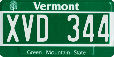 VT license plate XVD344