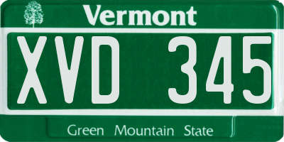 VT license plate XVD345