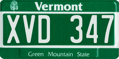 VT license plate XVD347