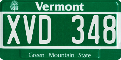 VT license plate XVD348