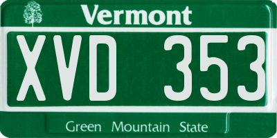 VT license plate XVD353