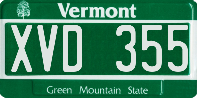 VT license plate XVD355