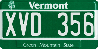 VT license plate XVD356
