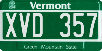 VT license plate XVD357