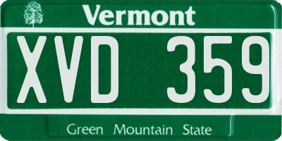 VT license plate XVD359