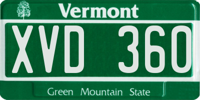 VT license plate XVD360