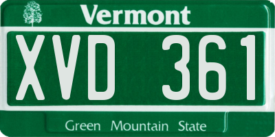 VT license plate XVD361