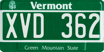 VT license plate XVD362