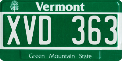 VT license plate XVD363
