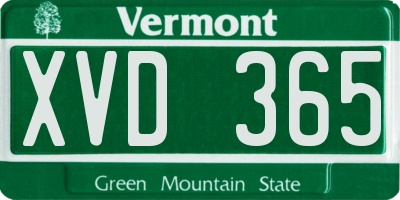 VT license plate XVD365