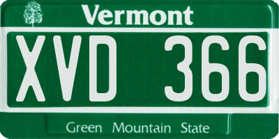 VT license plate XVD366