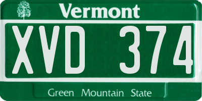 VT license plate XVD374